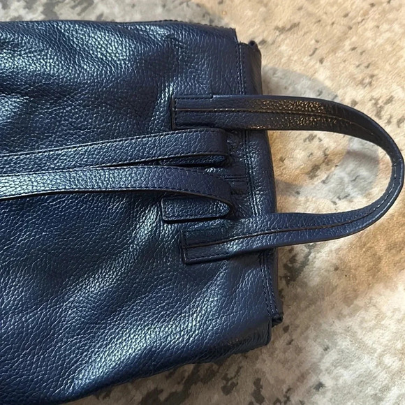 Banana Republic Blue Pebble Leather Backpack EUC - Picture 8 of 8